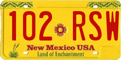 NM license plate 102RSW