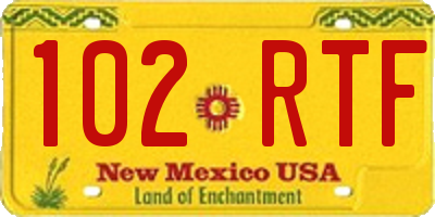 NM license plate 102RTF