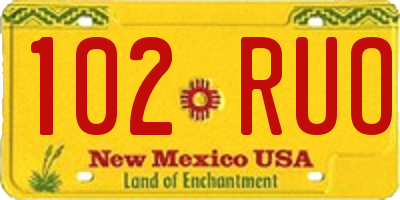 NM license plate 102RUO