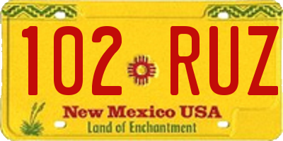 NM license plate 102RUZ