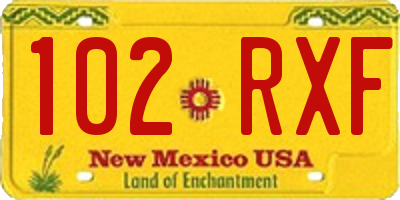 NM license plate 102RXF