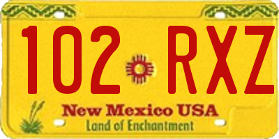 NM license plate 102RXZ