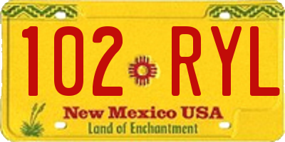 NM license plate 102RYL