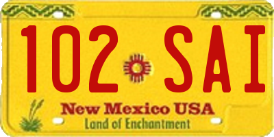 NM license plate 102SAI