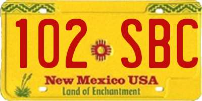 NM license plate 102SBC