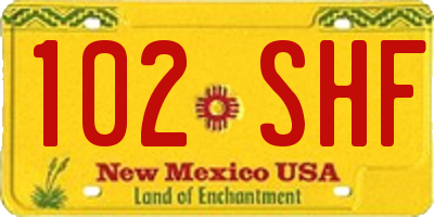 NM license plate 102SHF