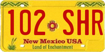NM license plate 102SHR