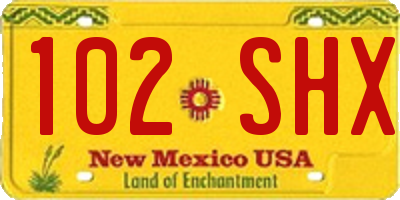 NM license plate 102SHX