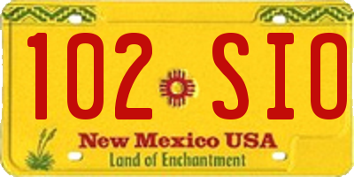 NM license plate 102SIO