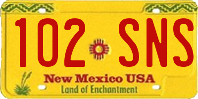NM license plate 102SNS