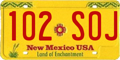 NM license plate 102SOJ