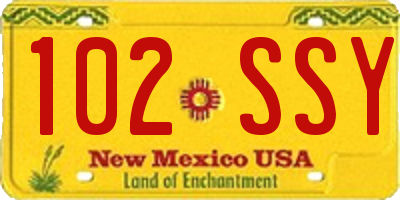 NM license plate 102SSY