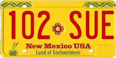 NM license plate 102SUE