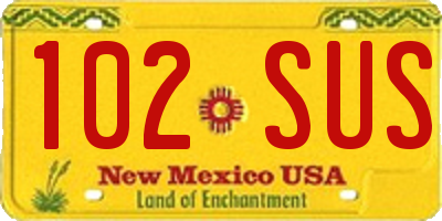 NM license plate 102SUS