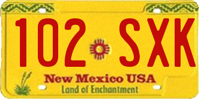 NM license plate 102SXK