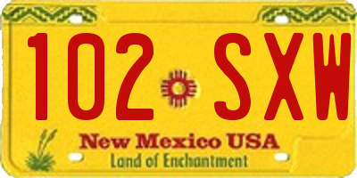 NM license plate 102SXW