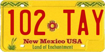 NM license plate 102TAY