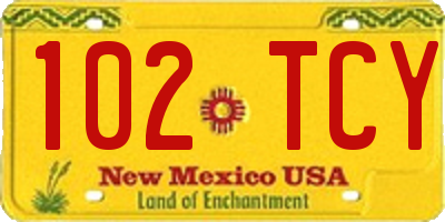 NM license plate 102TCY