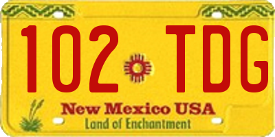 NM license plate 102TDG