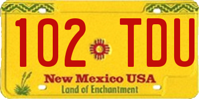 NM license plate 102TDU