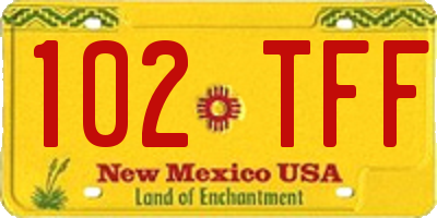 NM license plate 102TFF