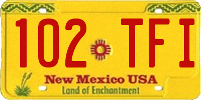 NM license plate 102TFI
