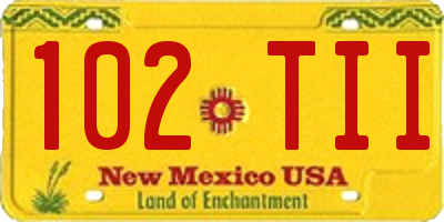 NM license plate 102TII