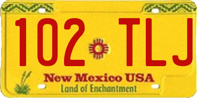 NM license plate 102TLJ