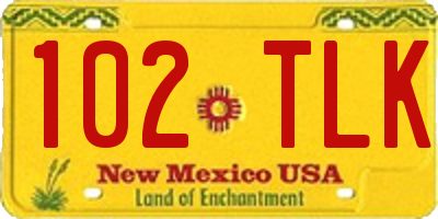 NM license plate 102TLK