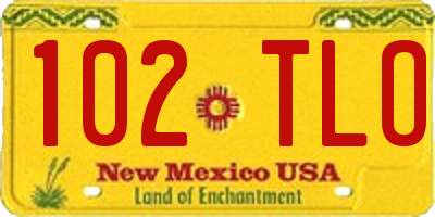 NM license plate 102TLO