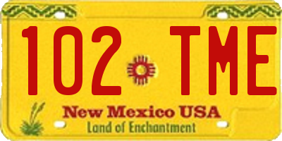 NM license plate 102TME