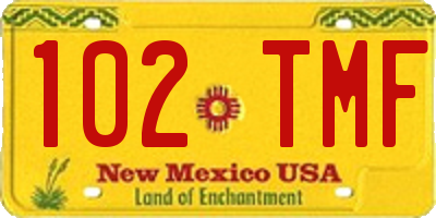 NM license plate 102TMF