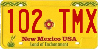 NM license plate 102TMX