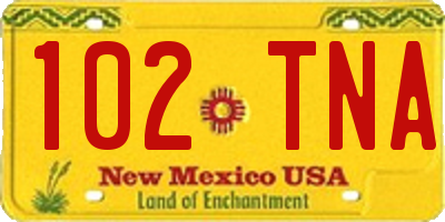 NM license plate 102TNA