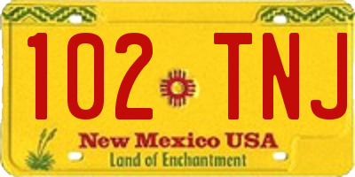 NM license plate 102TNJ