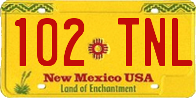 NM license plate 102TNL
