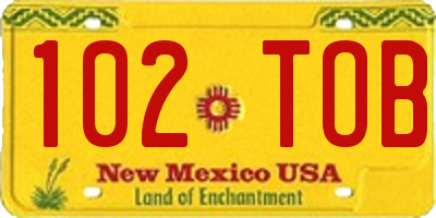 NM license plate 102TOB