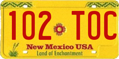 NM license plate 102TOC