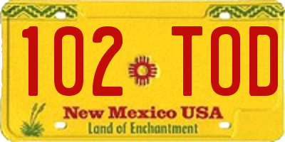 NM license plate 102TOD