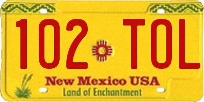 NM license plate 102TOL