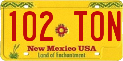 NM license plate 102TON