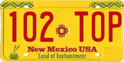 NM license plate 102TOP