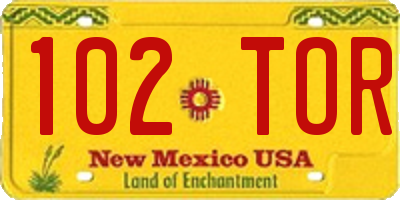 NM license plate 102TOR