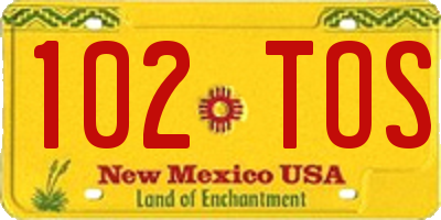 NM license plate 102TOS