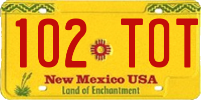 NM license plate 102TOT