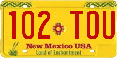 NM license plate 102TOU