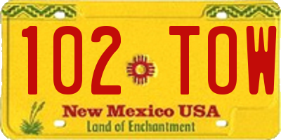 NM license plate 102TOW