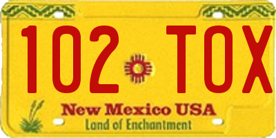 NM license plate 102TOX