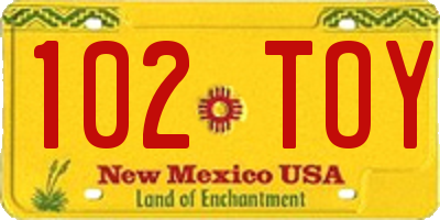NM license plate 102TOY