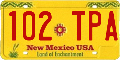 NM license plate 102TPA